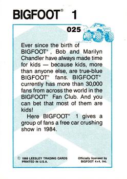 1988 Leesley Bigfoot #025 Bigfoot 1 Back