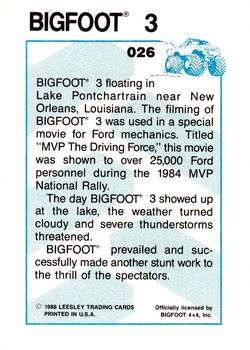 1988 Leesley Bigfoot #026 Bigfoot 3 Back