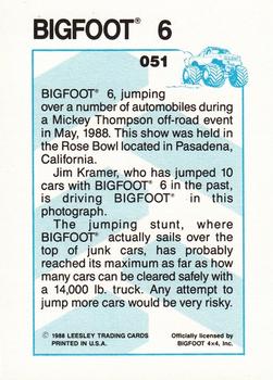 1988 Leesley Bigfoot #051 Bigfoot 6 Back