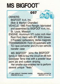 1988 Leesley Bigfoot #057 Ms. Bigfoot Back