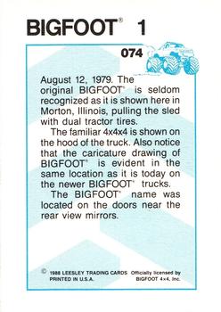 1988 Leesley Bigfoot #074 Bigfoot 1 Back