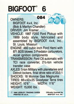 1988 Leesley Bigfoot #084 Bigfoot Back