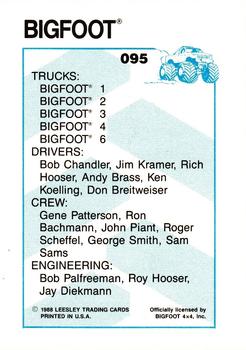 1988 Leesley Bigfoot #095 Team Bigfoot Back