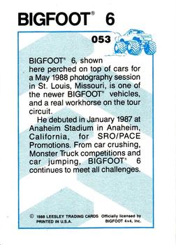 1988 Leesley Bigfoot #053 Bigfoot 6 Back