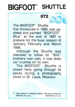 1988 Leesley Bigfoot #072 Bigfoot Shuttle Back