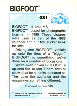 1988 Leesley Bigfoot #081 Bigfoot 4 / Ms. Bigfoot Back