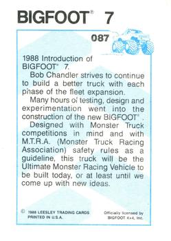 1988 Leesley Bigfoot #087 Bigfoot 7 Back
