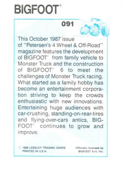 1988 Leesley Bigfoot #091 Bigfoot on October 1987 Peterson's 4-Wheel & Offroad Magazine cover Back