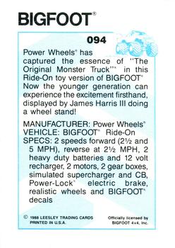 1988 Leesley Bigfoot #094 Power Wheels Bigfoot Back
