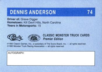 1990 Classic Monster Trucks #74 Dennis Anderson Back