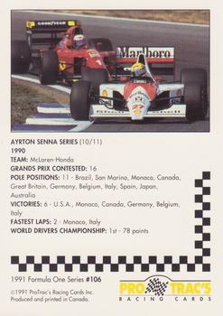 1991 ProTrac's Formula One #106 Ayrton Senna Back