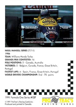 1991 ProTrac's Formula One #127 Nigel Mansell Back