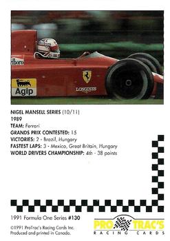 1991 ProTrac's Formula One #130 Nigel Mansell Back