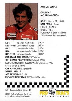 1991 ProTrac's Formula One #1 Ayrton Senna Back