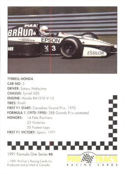 1991 ProTrac's Formula One #6 Tyrrell 020 Back