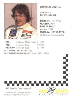 1991 ProTrac's Formula One #7 Stefano Modena Back