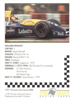 1991 ProTrac's Formula One #10 Williams FW-14 Back