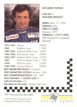 1991 ProTrac's Formula One #11 Riccardo Patrese Back