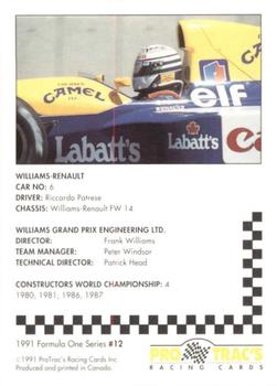 1991 ProTrac's Formula One #12 Williams FW-14 Back
