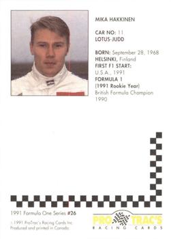 1991 ProTrac's Formula One #26 Mika Hakkinen Back