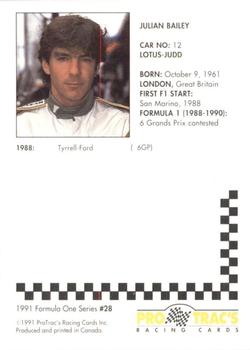 1991 ProTrac's Formula One #28 Julian Bailey Back