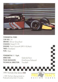 1991 ProTrac's Formula One #34 Fomet F1-91 Back