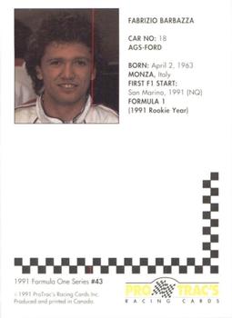 1991 ProTrac's Formula One #43 Fabrizio Barbazza Back