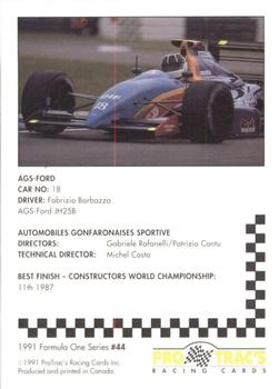 1991 ProTrac's Formula One #44 AGS JH25B Back