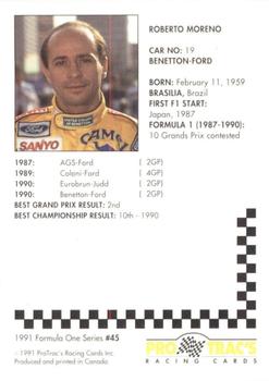 1991 ProTrac's Formula One #45 Roberto Moreno Back