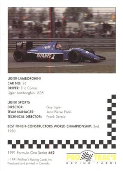 1991 ProTrac's Formula One #62 Ligier JS35 Back