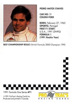 1991 ProTrac's Formula One #71 Pedro Matos Chaves Back