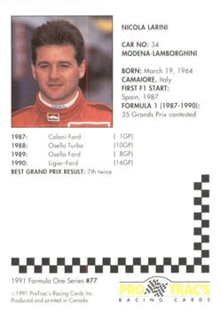 1991 ProTrac's Formula One #77 Nicola Larini Back