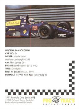 1991 ProTrac's Formula One #78 Lamborghini 291 Back