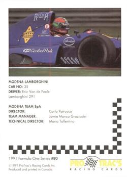 1991 ProTrac's Formula One #80 Lamborghini 291 Back