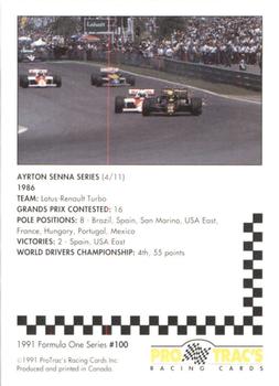 1991 ProTrac's Formula One #100 Ayrton Senna Back