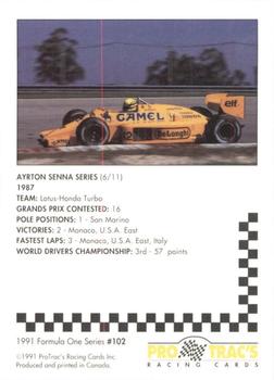 1991 ProTrac's Formula One #102 Ayrton Senna Back