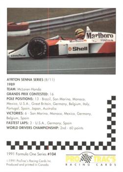 1991 ProTrac's Formula One #104 Ayrton Senna Back