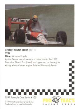 1991 ProTrac's Formula One #105 Ayrton Senna Back
