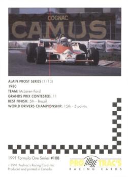 1991 ProTrac's Formula One #108 Alain Prost Back