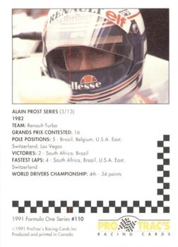 1991 ProTrac's Formula One #110 Alain Prost Back
