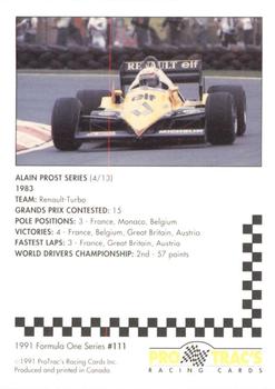 1991 ProTrac's Formula One #111 Alain Prost Back