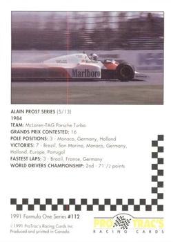 1991 ProTrac's Formula One #112 Alain Prost Back