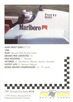 1991 ProTrac's Formula One #114 Alain Prost Back