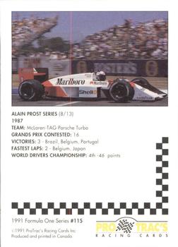 1991 ProTrac's Formula One #115 Alain Prost Back