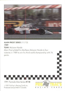 1991 ProTrac's Formula One #118 Alain Prost Back