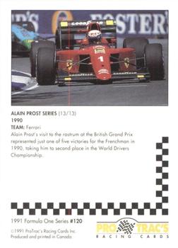 1991 ProTrac's Formula One #120 Alain Prost Back