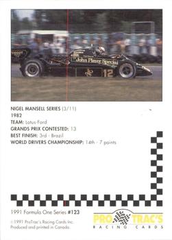1991 ProTrac's Formula One #123 Nigel Mansell Back