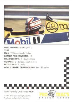 1991 ProTrac's Formula One #126 Nigel Mansell Back