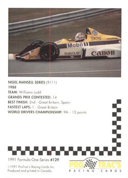 1991 ProTrac's Formula One #129 Nigel Mansell Back