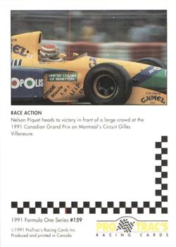 1991 ProTrac's Formula One #159 Nelson Piquet Back